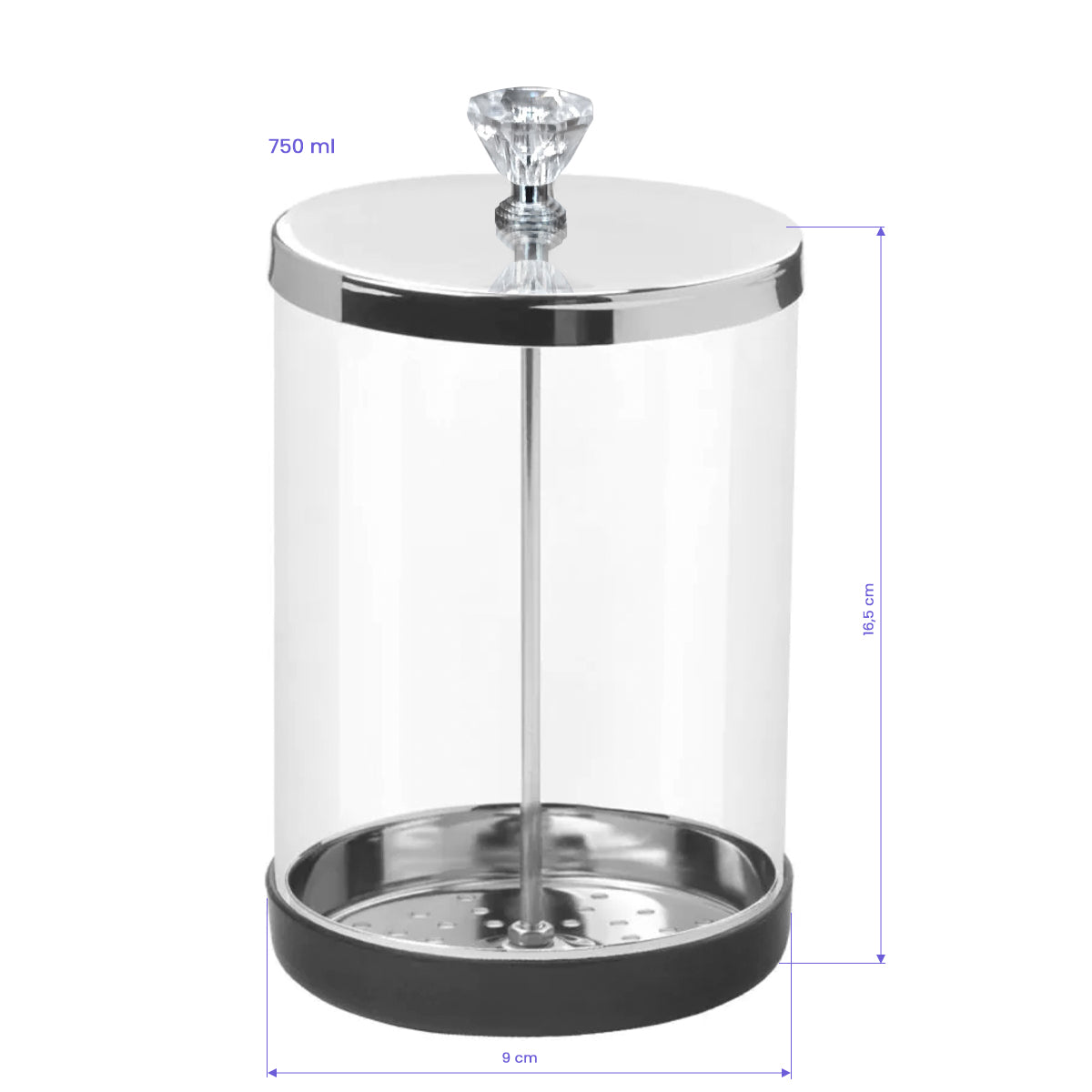 Γυάλινο δοχείο για απολύμανση εργαλείων 750ml