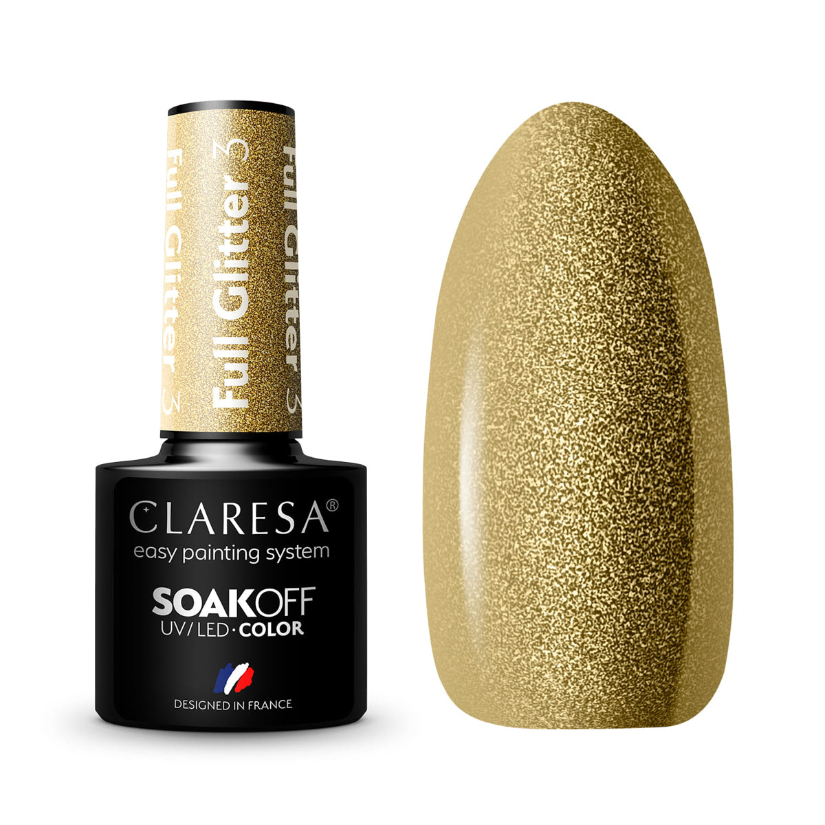 CLARESA Υβριδικό βερνίκι νυχιών FULL GLITTER 3 -5g