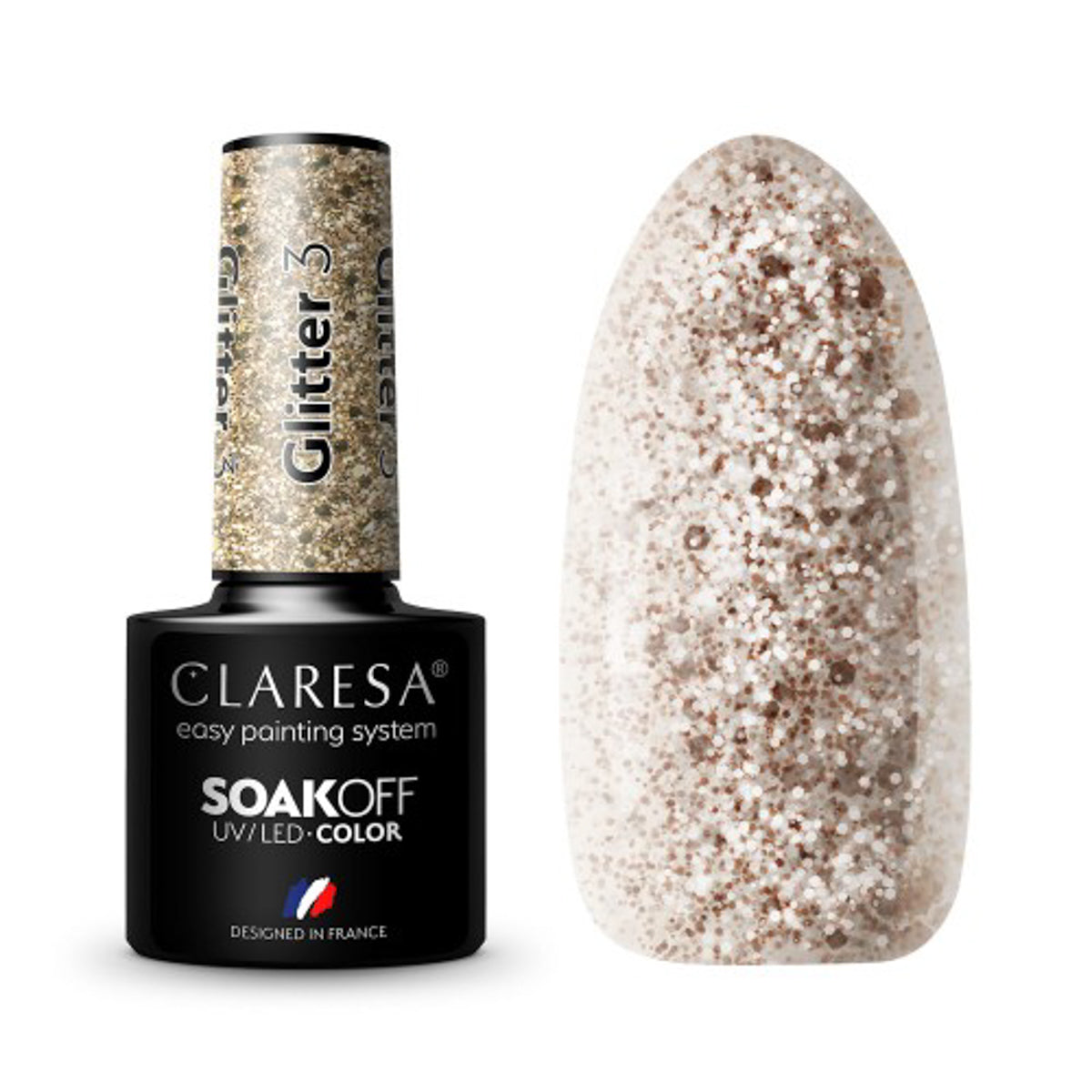 CLARESA Υβριδικό βερνίκι νυχιών GLITTER 3 -5g