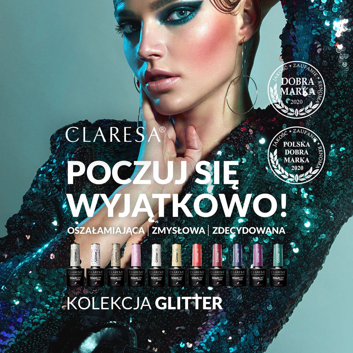 CLARESA Υβριδικό βερνίκι νυχιών GLITTER 3 -5g