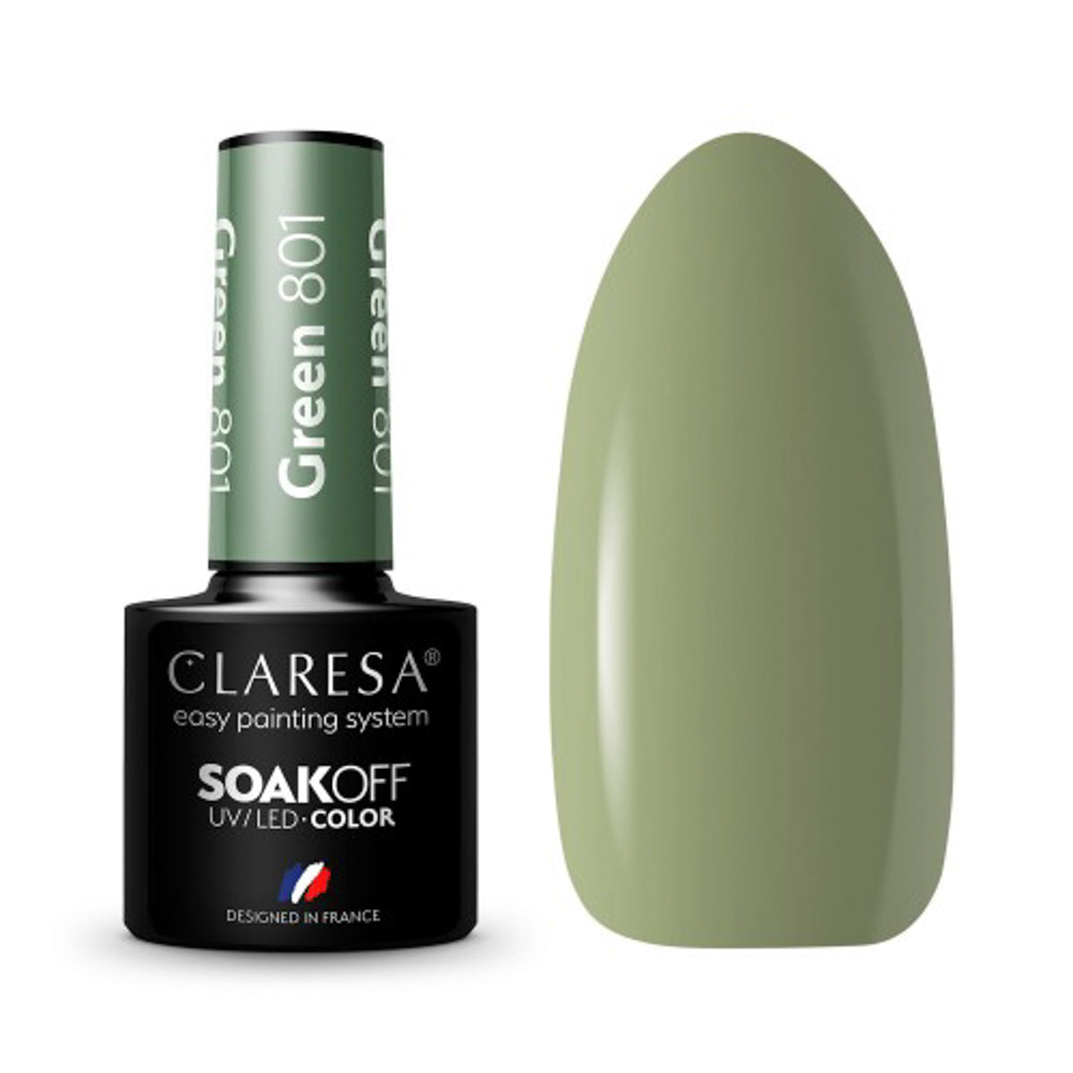 CLARESA Υβριδικό βερνίκι GREEN 801 -5g