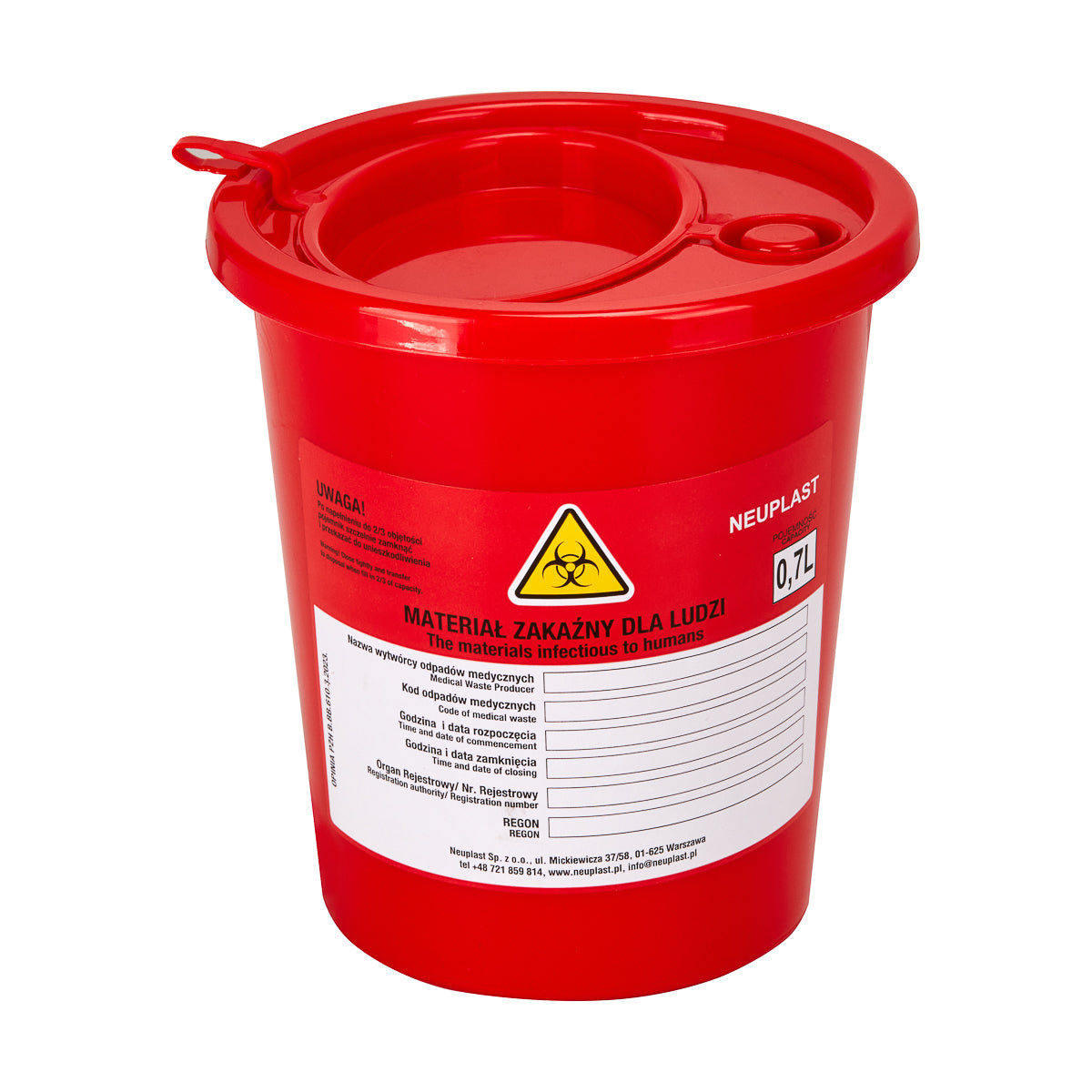ΔΟΧΕΙΟ ΙΑΤΡΙΚΩΝ ΑΠΟΒΛΗΤΩΝ 0.7 L ΚΟΚΚΙΝΟ