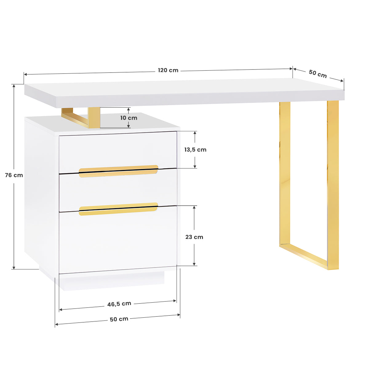 COSMETIC DESK 3311G WHITE GOLD