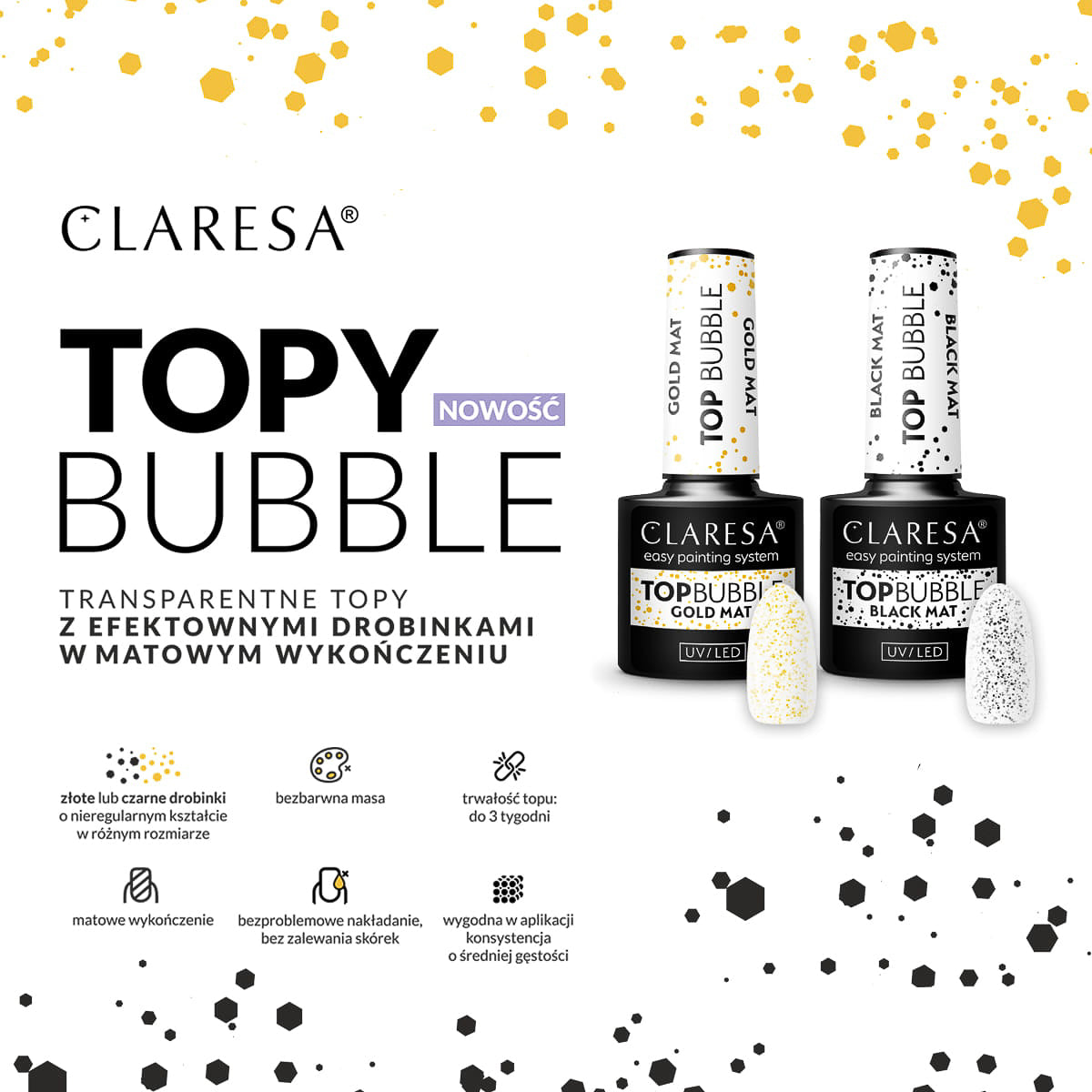 Claresa Top Bubble μαύρο ματ χωρίς σκούπισμα -5g