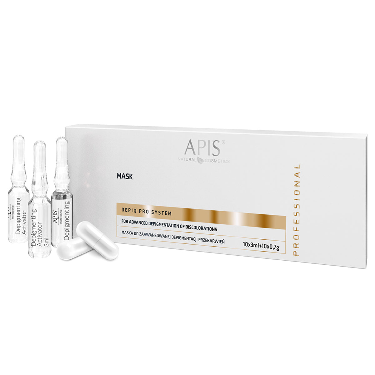 APIS DEPIQ PRO SYSTEM Μάσκα για προχωρημένη αποχρωμάτωση υπερμελάγχρωσης, 10x3ml + 10x0,7g