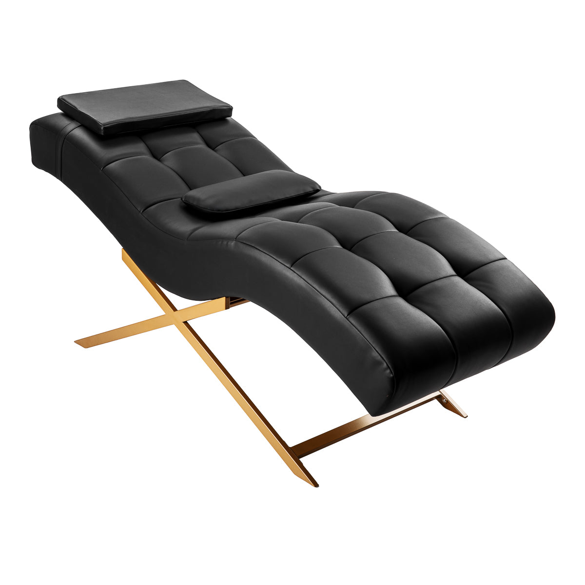 Sillon Alba μαύρη καρέκλα θεραπειών βλεφαρίδων με χρυσή βάση