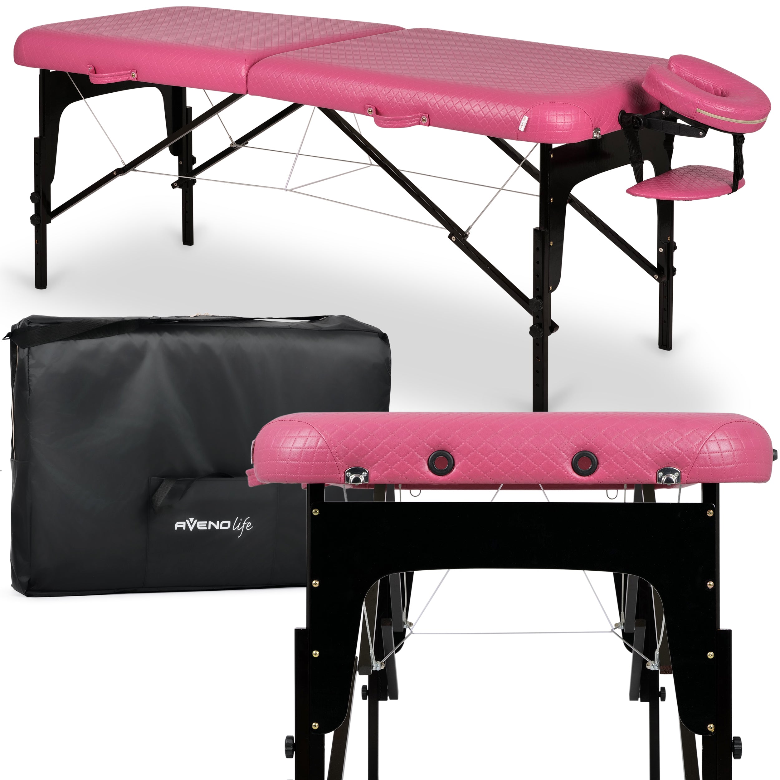 Portable cosmetic and massage bed Estetic Blush Comfy Base K510 Pink